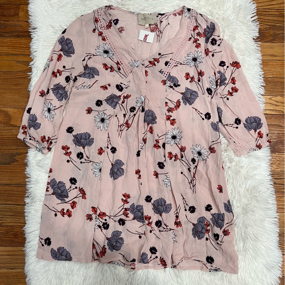 Moon river by antropologie floral pink women tunic size S